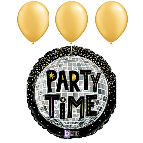 Groovy 70s Party Decorations! Loon Balloon Disco Sparkle Gold Latex Balloon Set