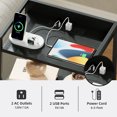 thumbnail image 5 of Eunos Black Small Nightstand with Charging Station, 2 Fabric Drawer Dresser for Bedroom with LED and Handle, 5 of 8