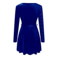 thumbnail image 4 of IWRICH Formal Sequin Velvet Mini Dress for Women Fashion Long Sleeve a Line Sparkly V Neck Glitter Short Dresses Blue XXXL, 4 of 7