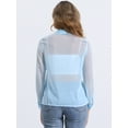 thumbnail image 3 of DARING DIVA Women's Mesh Sheer Tops Point Collar Button Down Shirt S Light Blue, 3 of 6