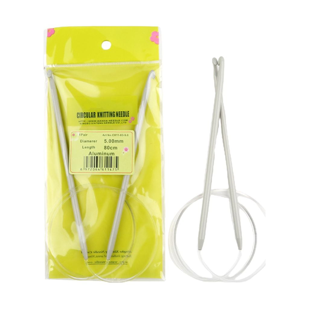 Stainless Steel Circular Knitting Needle Set for Beginners Round Metal Knitting Needle with Loop for Hat Blanket