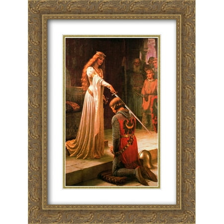 The Accolade 2x Matted 20x24 Gold Ornate Framed Art Print by Edmund Blair Leighton