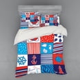 thumbnail image 1 of Ambesonne Geometric Bedding Set 4 Pcs, Anchor Helm and Fish, Queen, Multicolor, 1 of 3
