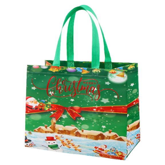 BNNG Christmas Gift Bags 1 Pack - Christmas Non-Woven Gift Bags, Tote with Handles, Treat Bags, Multifunctional for Gifts Wrapping Shopping, Xmas Party Supplies, 12.8"×9.8"×6.7"