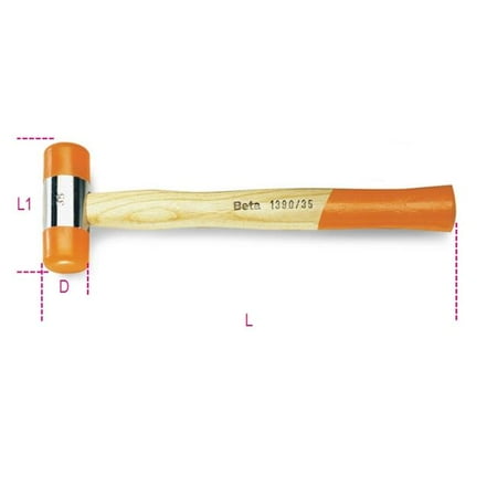 

Beta Tools USA 013900045 1390 45 mm. Soft Face Hammer With Wooden Shaft