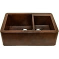thumbnail image 2 of Novatto TCK-005AN Farmhouse 60/40 Split Copper Kitchen Sink, Antique, 2 of 6