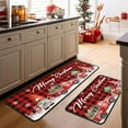 thumbnail image 4 of Merry Christmas Red Truck Gnomes Snowflake Buffalo Plaid Kitchen Rugs Set of 2, Winter Home Decor Low-Profile Floor Mat Decorations for Home Kitchen 17"x47"+17"x30", 4 of 6