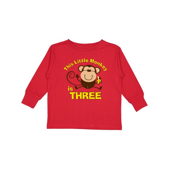 Inktastic Little Monkey 3rd Birthday Boy Boys Long Sleeve Toddler T-Shirt