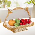 thumbnail image 1 of Frutera de Hierro y Cerámica con Asas Bandeja de Frutas Plato de Postres Centro de Mesa Decorativo Superficie Lisa Adecuada para Comedor Cocina Sala Mesa de Café 33.5cmx23.5cmx27cm, 1 of 8