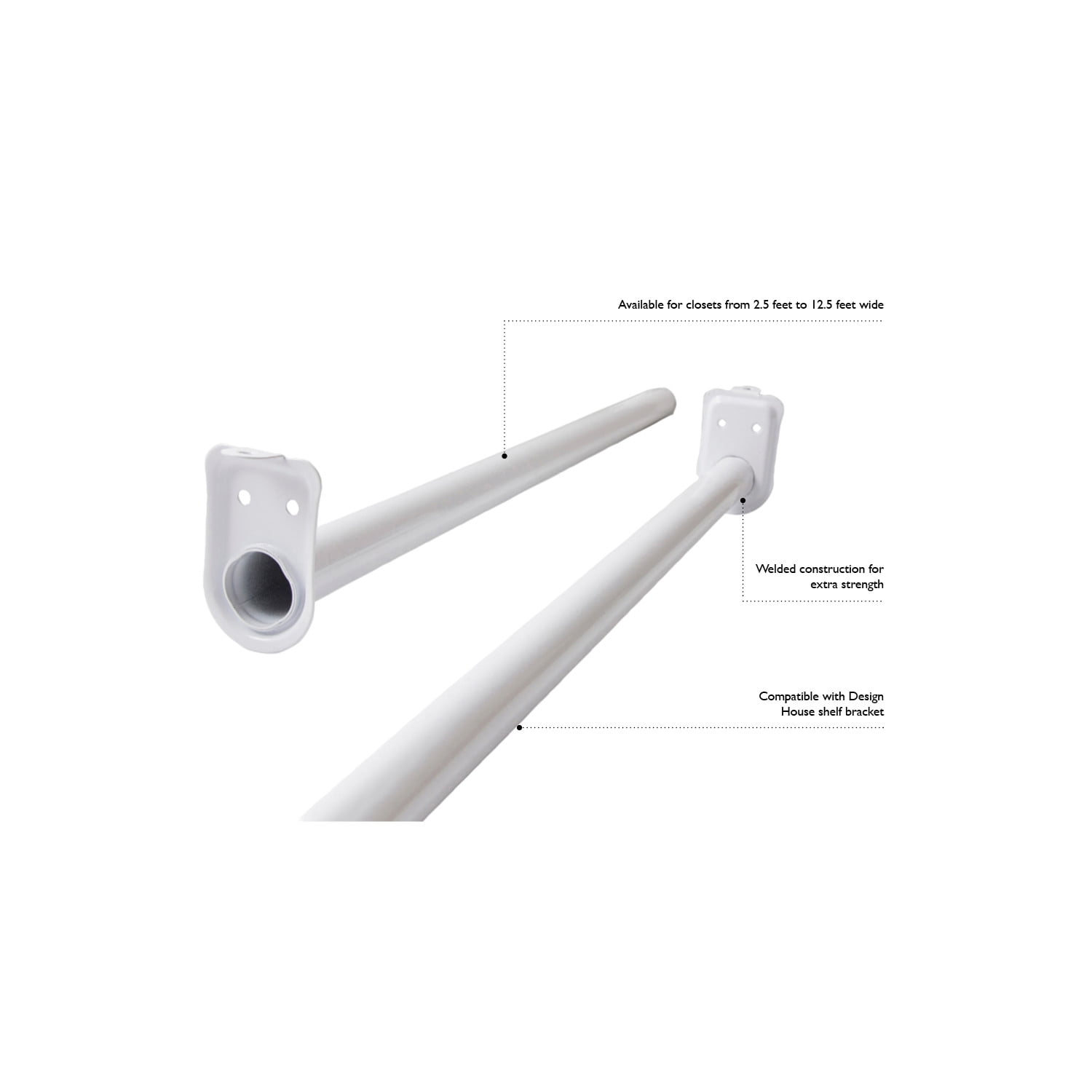 Design House Heavy-Duty Steel Adjustable Wall Mount Closet Rod