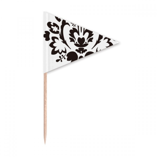Motif art baroque Noir Fleur Cure-Dent Triangle Toppers de Cupcake Drapeau