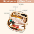 thumbnail image 6 of Lomyolo Large Capacity Makeup Bag for Women, 9.8L Waterproof Travel Cosmetic Organizer Toiletry Bag with Brush Pouch, Open Flat Toiletry Bag, Portable Lightweight Leather Cosmetic Bags - White, 6 of 7