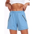 thumbnail image 3 of NELEUS Womens Athletic Shorts Workout Gym Shorts 5.5" Casual Lounge Set with Zipper Pockets 3 Pack,Pink+Blue+Purple,US Size S, 3 of 12