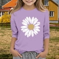 thumbnail image 2 of EnJoCho Girls Summer 3/4 Length Sleeve Tops Crew Neck Shirt Casual Tops Patterned Sleeve Blouse 3-14 Years Girls Long Sleeve Tops Girls Long Sleeve Shirt, 2 of 5