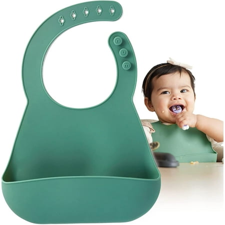 Silicone Bib for Babies & Toddlers | Waterproof, Adjustable, BPA Free 100% Food Grade Silicone | Self Feeding, Unisex