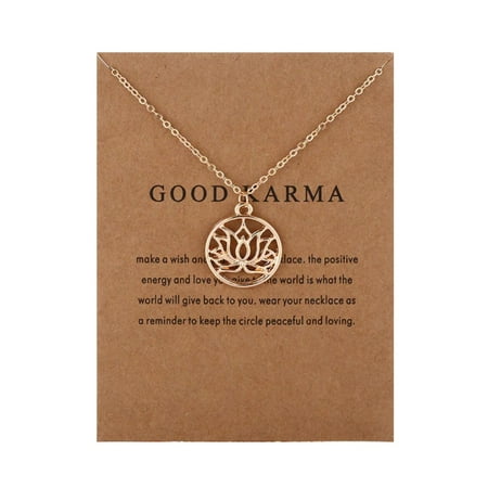 Daisy Heart Pendant - Good Karma Buddha Lotus Pendant Gold Tone Dainty Necklace