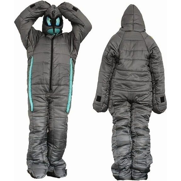 Wearable Creative Alien Mummy Sleeping Bag for Adults, Walking Standing Sleep Suit with Zipper, 3-Season Full Body Warmth for Camping, Hiking, Festivals & Hospital Companion