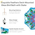 thumbnail image 4 of Sunnydaze Staked or Deck Mount Glass Outdoor Bird Bath Bowl, Exquisite Feathers, 4 of 8