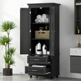 thumbnail image 7 of Dasun Modern Tall Storage Cabinet, Bathroom Floor Cabinet Side Organizer with Two Drawers Two Doors for Bathroom/Office, Grey, 7 of 7