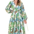thumbnail image 5 of Nituyy Women Floral Print Long Dress V-Neck Long Sleeve Bohemian Dress, 5 of 9