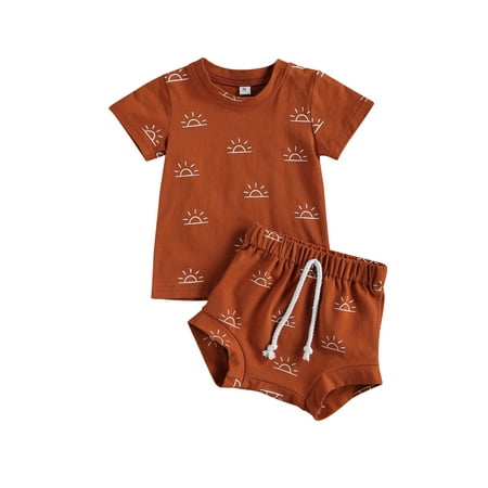 

TheFound Toddler Baby Boy Summer Shorts Outfits Sun Print Short Sleeve Tops T-Shirt and Shorts Clothes