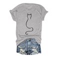 thumbnail image 3 of YLHFASHION Hauts pour Femmes Mode Manches 3/4 Col Rond Chemises Décontractées Tendance Blouses Imprimées Plissées devant t-Shirts Soldes T-shirt Manches Courtes pour Femmes, 3 of 5