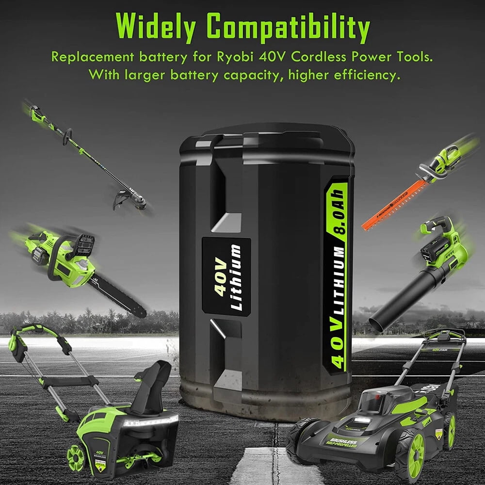 8.0Ah 40V replace Ryobi 40V battery compatible with Ryobi 40V battery OP40401 OP4060
