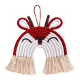 thumbnail image 1 of Decoración de pared con arcoíris de macramé con animales, tapiz colorido tejido con borlas para colgar en la pared Ciervo rojo, 1 of 8