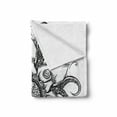 thumbnail image 2 of Octopus Soft Flannel Fleece Throw Blanket, Sea Mandala Floral Ocean Animal Tribal Leaves Hand Drawn Art, Cozy Plush for Indoor and Outdoor Use, 50" x 60", Black White, by Ambesonne, 2 of 6