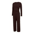 thumbnail image 4 of Pyhlmscde Women's Wide Leg Long Sleeve Crop Tops Matching Sets Outfits, Sweatsuits Women 2 Piece Outfit, Winter Clothes for Women, Fall Outfits for Women, 4 of 6