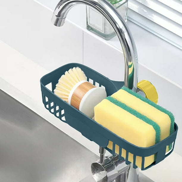 Organizador de fregadero de malla con escurridor, estropajo para lavavajillas, organizador de fregadero, escurridor de fregadero, estilo moderno, diseño de 2 niveles, metal resistente, para