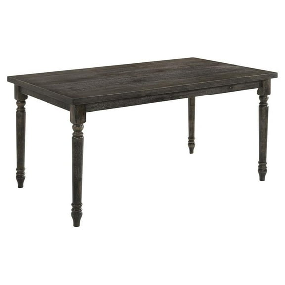 Pemberly Row Rectangular Wood Turned Legs Dining Table in Weathered Gray