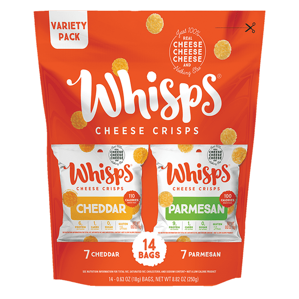 Whisps Parmesan & Cheddar Cheese Crisp Variety Pack, 0.63 Ounce, 14