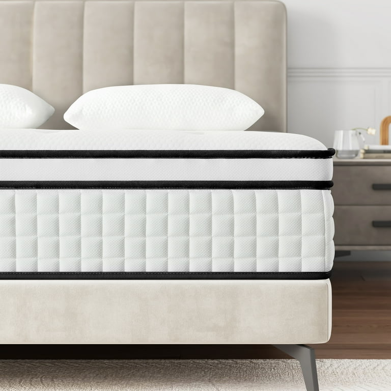 Queen Mattress, Madinog 12 Hybrid Mattress,Innerspring and Gel Memory Foam  