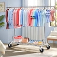 thumbnail image 3 of LZNIOZ 525LB Collapsible Heavy Duty Clothes Rack with Wheels Expandable Rolling Garment Rack for Closet Storage with Mesh Shelf,75"L×70"H×22"W, Sliver, 3 of 8