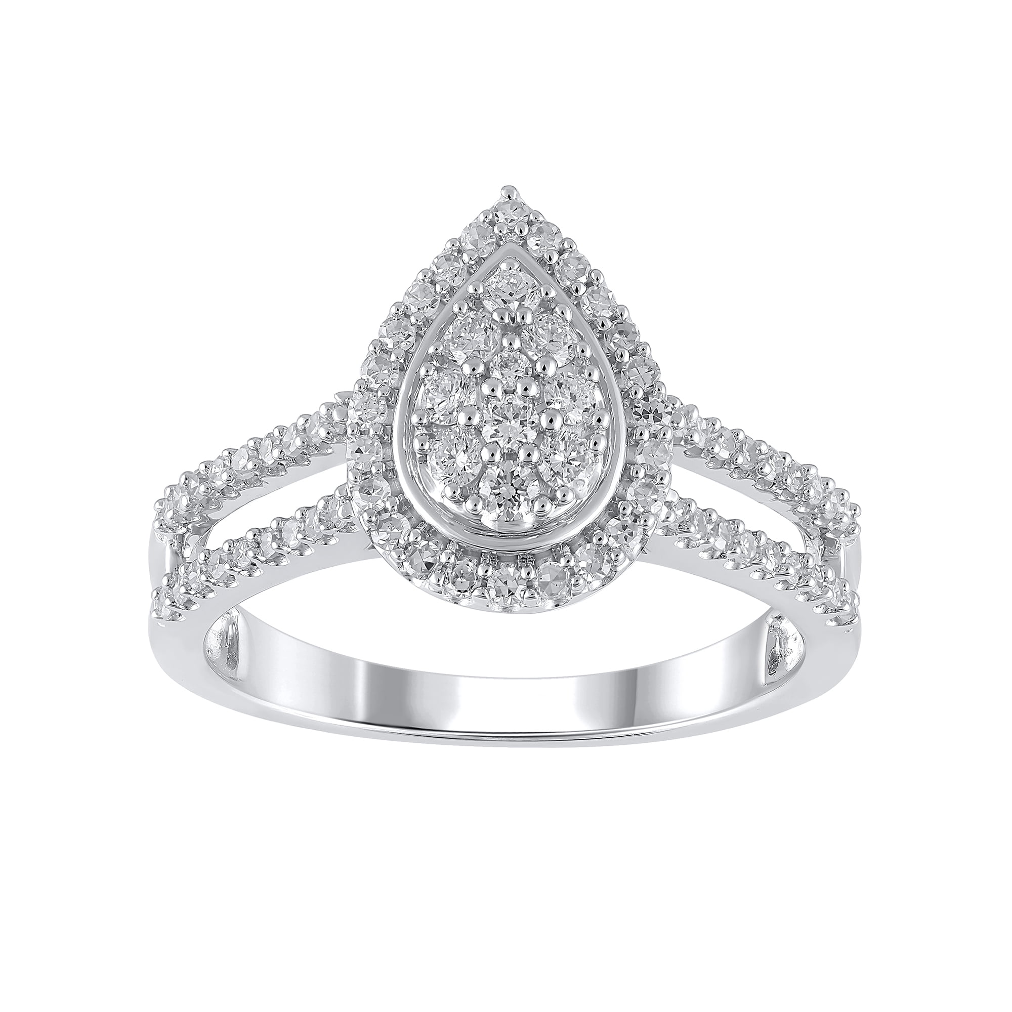 Brilliance Fine Jewelry 1/2 CT Composite Lab Grown Diamond Women Engagement Ring Sterling Silver
