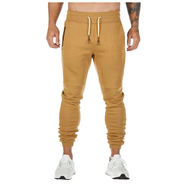 Pantalones deportivos ajustados para hombre: pantalones de entrenamiento con bolsillos con cremallera, cintura elástica y diseño cónico
