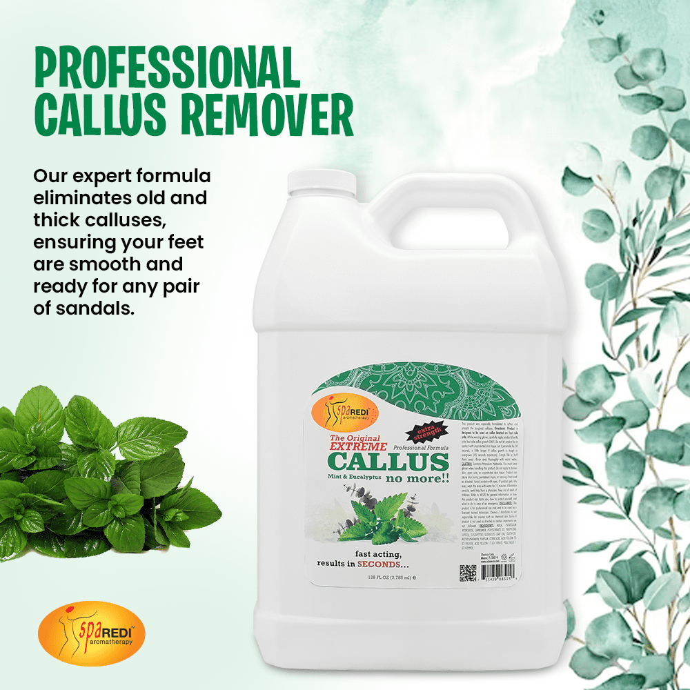 SPA REDI - Callus Remover for Feet Gel, Mint and Eucalyptus, 128 Oz - Professional Pedicure Foot Care - Removes Toughest Calluses in Seconds and Smooths Dry Cracked Heels