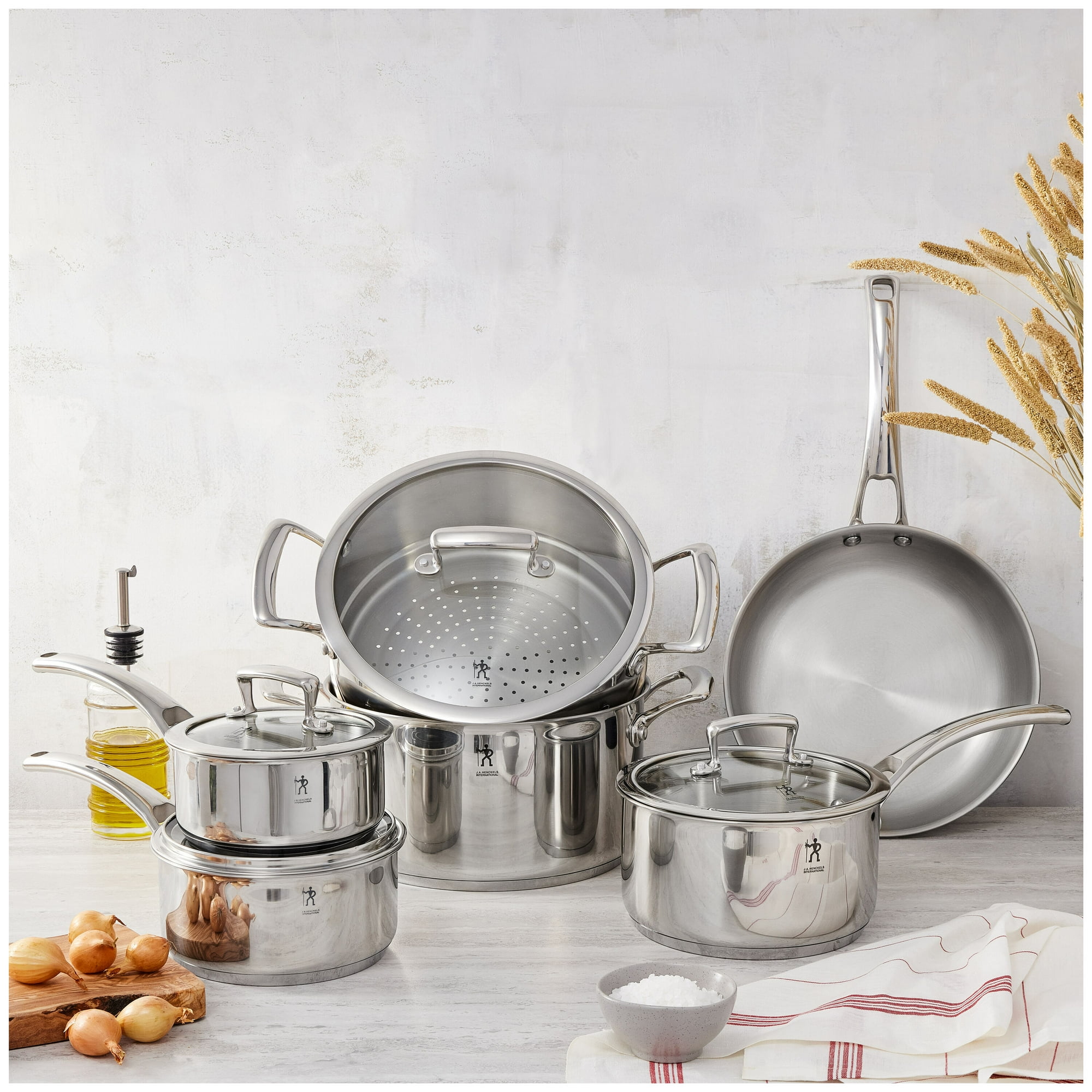 Casseroles Tous Feux Inoxydable Set De 3 Casseroles Induction Avec Poignée Amovible - Acier Inoxydable Sans Revêtement Cuisson Saine Induction