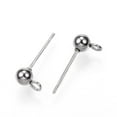 thumbnail image 2 of 100pc 304 Stainless Steel Ball Stud Earring Findings with Loop Stainless Steel Color 15x7x4mm Hole: 1.7mm Pin: 0.8mm, 2 of 3