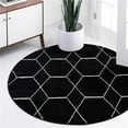 thumbnail image 1 of Unique Loom 3146682 5 x 5 ft. Geometric Trellis Frieze Round Rug, Black, 1 of 2