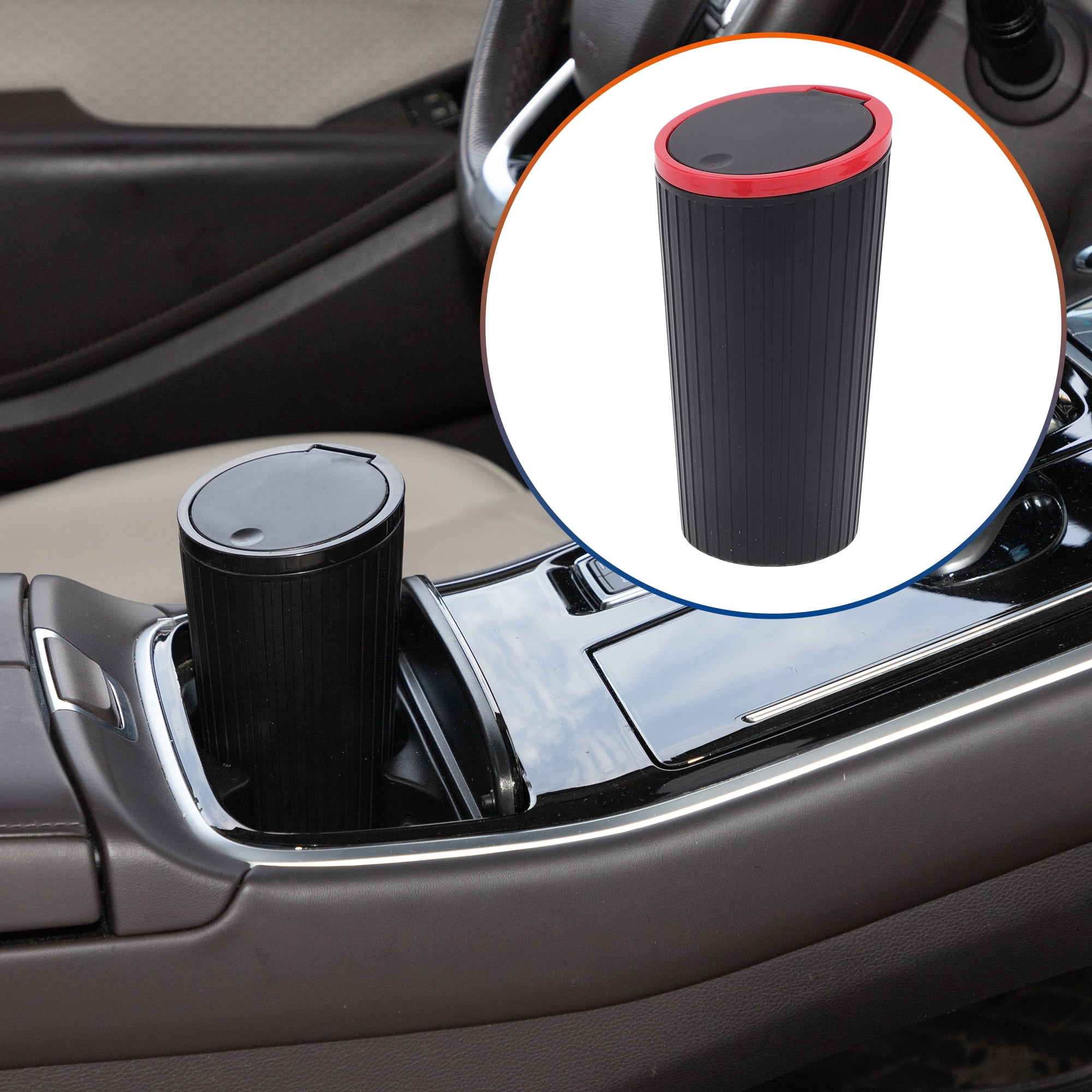 Unique Bargains Car Trash Can Trash Bin Portable 3.2x6.3in Height Plastic Red