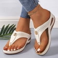 thumbnail image 2 of Flip Flops for Women Orthopedic Thong Sandals Trendy Metal Decor Hollow out Wedges Slides Casual Arch Support Summer Slippers White Size 9.5, 2 of 6