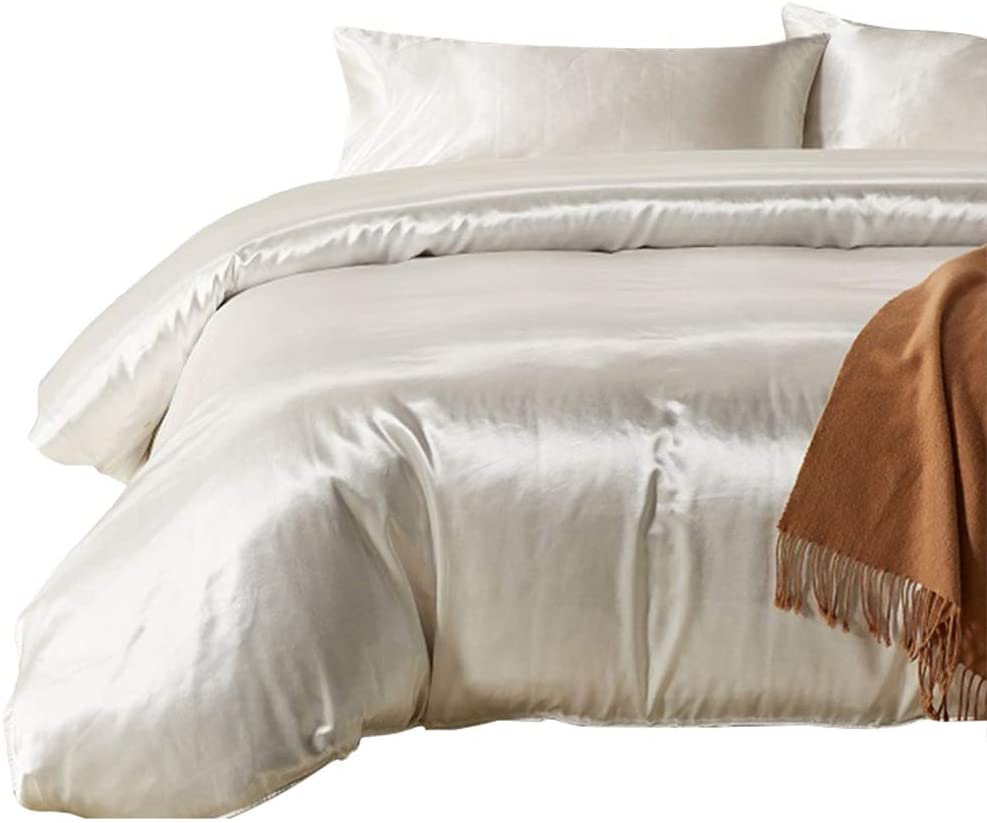 Full Satin Silk Duvet Cover Set with Zipper Closure Quality Ultra