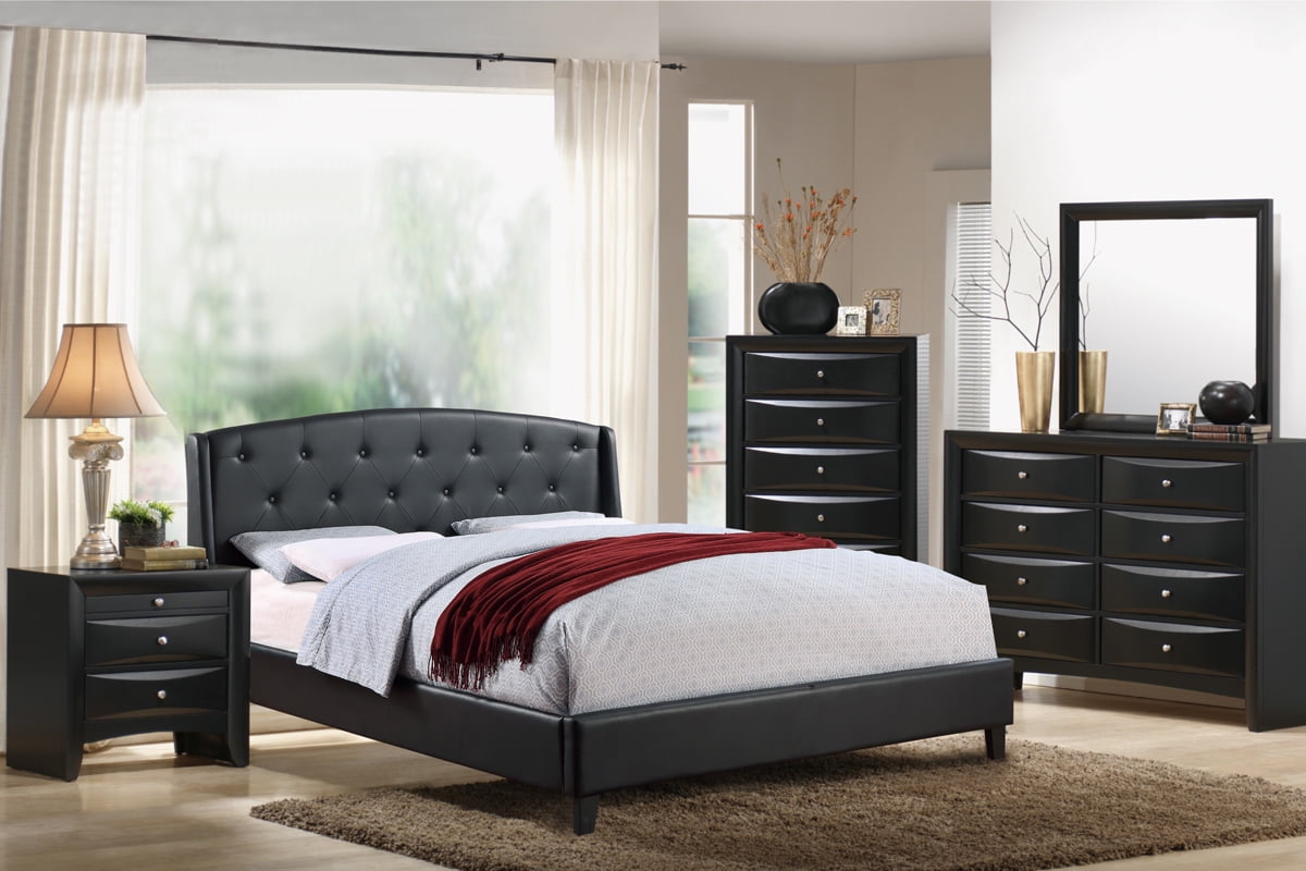 Perfect Bedroom Ideas With Black Leather Bed for Streamer