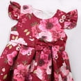thumbnail image 4 of Odeerbi Kids Girls Floral Princess Dress Ruffle Sleeve Bowknot Gowns Birthday Party Dress Children's Printed Bow Dress Stage Performance Outfits Red, 4 of 9