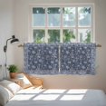 thumbnail image 3 of Navy Blue Floral Boho Tier Curtains 36 Inch Length, Ethnic Tribe Abstract Flower Cafe Short Curtains for Bathroom Over Sink, Small Kitchen Curtain Light Filtering Tiered Drapes 2 Panels 27.5"Wx36"L, 3 of 8