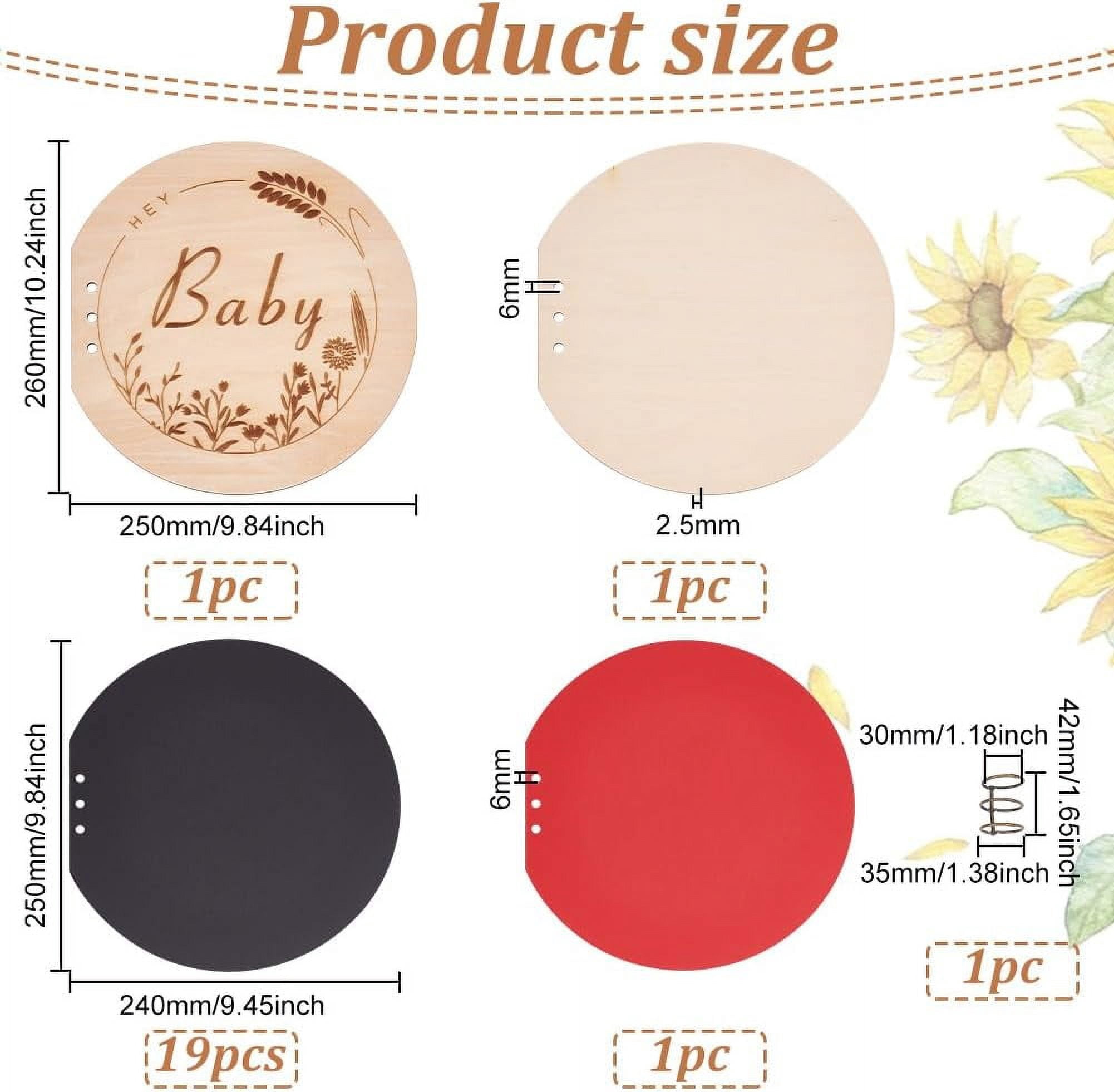 1 set Baby Shower Guest Book 25cm Diameter Wooden Round Guestbook Alternatives Handmade Memory Picture Book with 20 Sheets Beige Baby Growth DIY Binder Photo Album for Girl Boy Gift for Mom