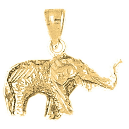 18K Yellow Gold 3D Elephant Pendant - 18 mm