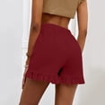 thumbnail image 5 of WAYUTE Womens Shorts Solid Color High Waisted Ruffles Trim Cotton Straight Leg Shorts Work School Casual Loose Fit Summer Dailywear, 5 of 6